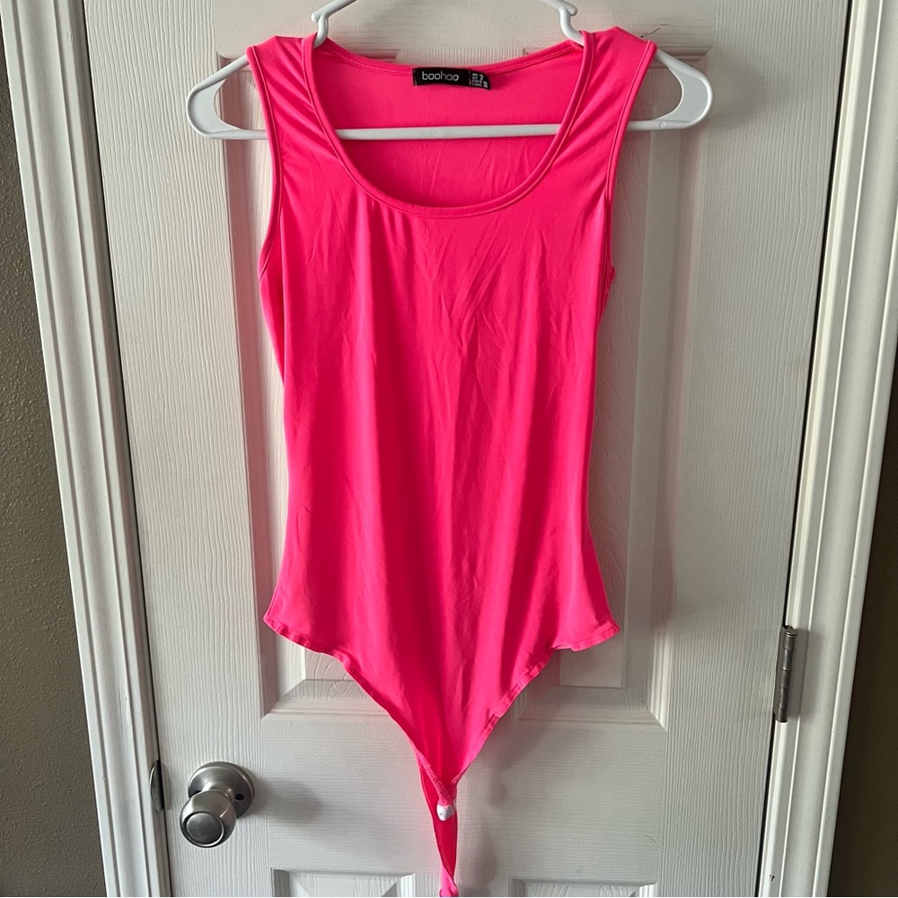 BooHoo neon pink bodysuit
